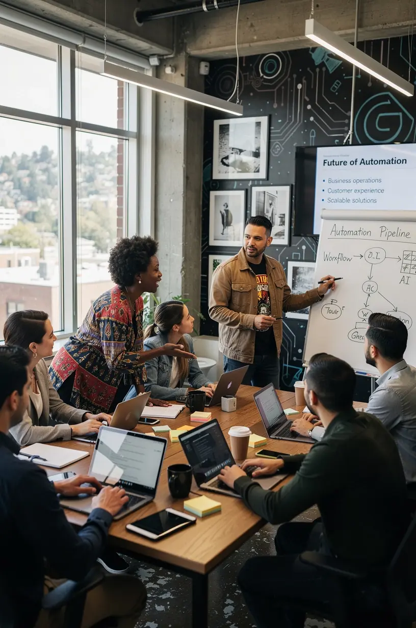 Small business owner using automation tools for efficiency